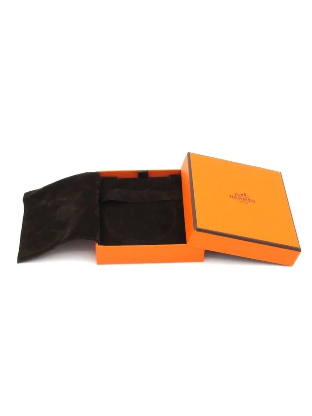 Hermes Necklace Loop Grand Leather Black Gold